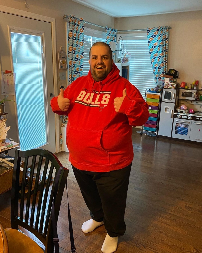 Frank in his Chicago Bulls hoodie ready to watch NBA Saturday Night